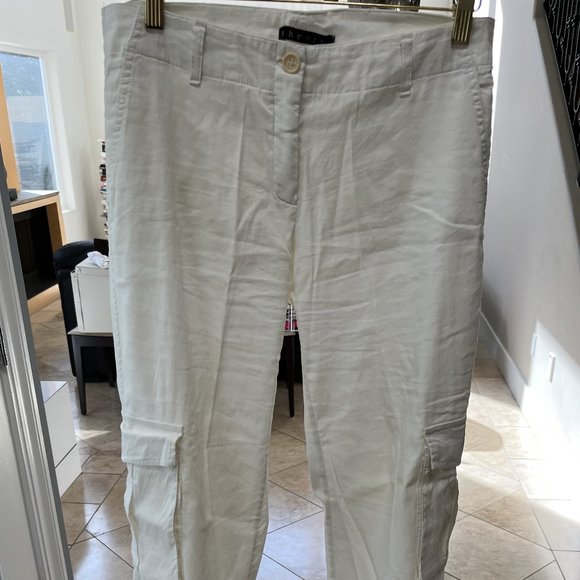 Theory White STRETCH Linen Cargo Pant - Picture 2 of 10
